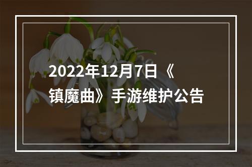 2022年12月7日《镇魔曲》手游维护公告