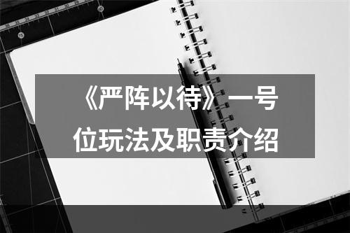 《严阵以待》一号位玩法及职责介绍