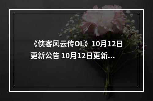 《侠客风云传OL》10月12日更新公告 10月12日更新内容一览