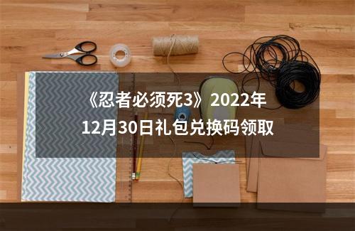 《忍者必须死3》2022年12月30日礼包兑换码领取