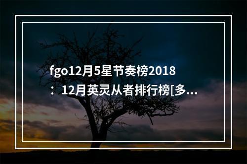 fgo12月5星节奏榜2018：12月英灵从者排行榜[多图]