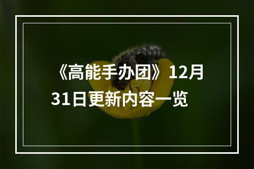 《高能手办团》12月31日更新内容一览