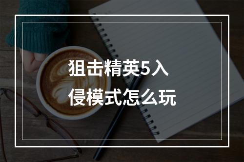 狙击精英5入侵模式怎么玩