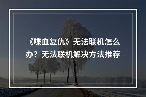 《喋血复仇》无法联机怎么办？无法联机解决方法推荐