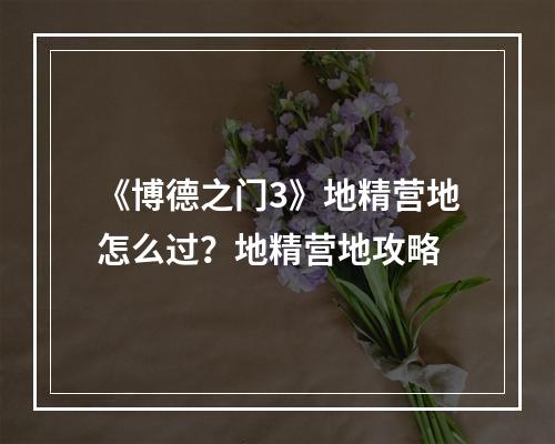 《博德之门3》地精营地怎么过？地精营地攻略