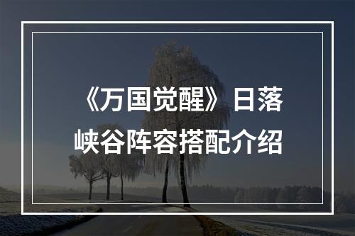 《万国觉醒》日落峡谷阵容搭配介绍