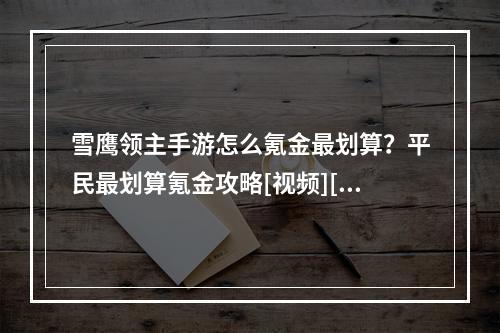 雪鹰领主手游怎么氪金最划算？平民最划算氪金攻略[视频][多图]