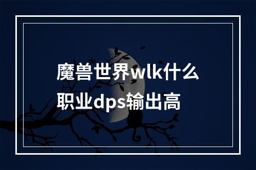 魔兽世界wlk什么职业dps输出高