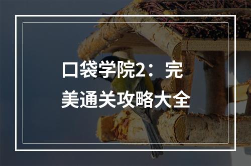 口袋学院2：完美通关攻略大全