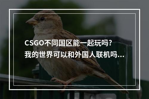 CSGO不同国区能一起玩吗? 我的世界可以和外国人联机吗攻略详情