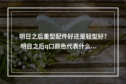 明日之后重型配件好还是轻型好? 明日之后q口颜色代表什么攻略合集