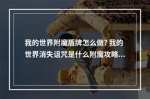 我的世界附魔盾牌怎么做? 我的世界消失诅咒是什么附魔攻略详解