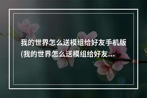 我的世界怎么送模组给好友手机版(我的世界怎么送模组给好友手机版视频)