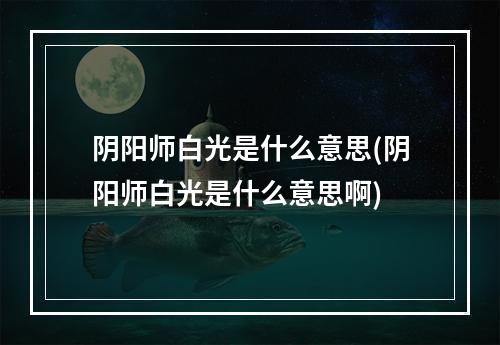 阴阳师白光是什么意思(阴阳师白光是什么意思啊)