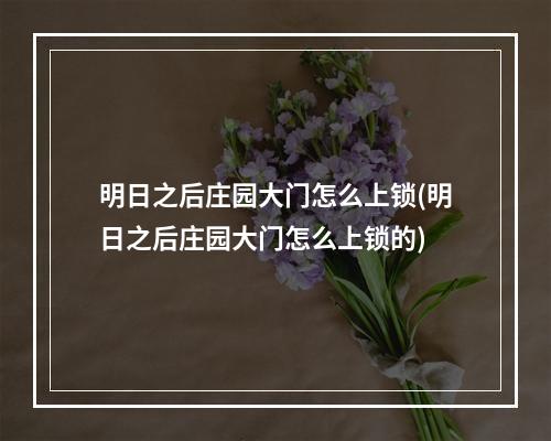 明日之后庄园大门怎么上锁(明日之后庄园大门怎么上锁的)