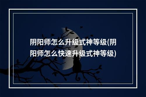 阴阳师怎么升级式神等级(阴阳师怎么快速升级式神等级)