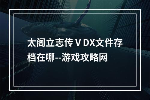 太阁立志传ⅤDX文件存档在哪--游戏攻略网