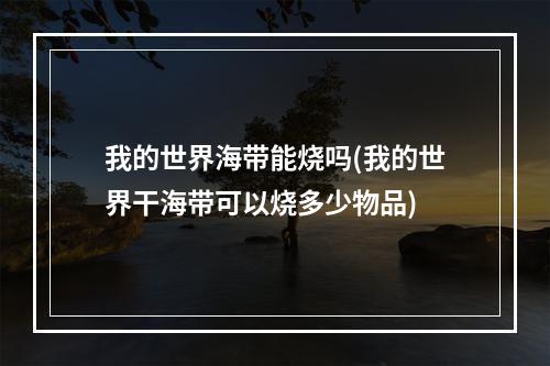 我的世界海带能烧吗(我的世界干海带可以烧多少物品)