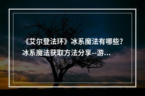 《艾尔登法环》冰系魔法有哪些？冰系魔法获取方法分享--游戏攻略网