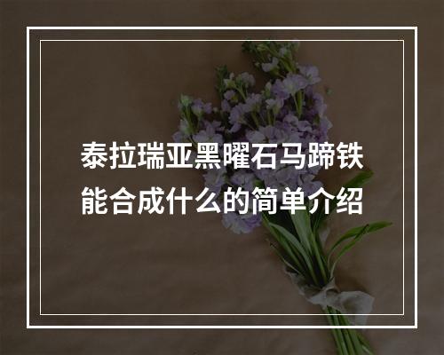 泰拉瑞亚黑曜石马蹄铁能合成什么的简单介绍