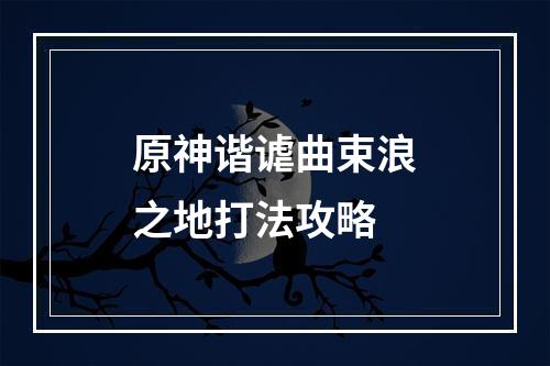 原神谐谑曲束浪之地打法攻略