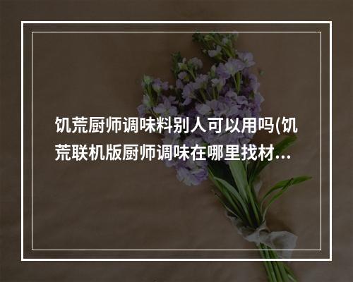 饥荒厨师调味料别人可以用吗(饥荒联机版厨师调味在哪里找材料)