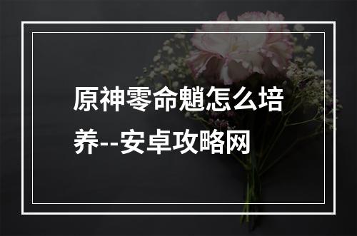 原神零命魈怎么培养--安卓攻略网