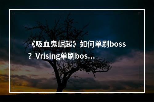 《吸血鬼崛起》如何单刷boss？Vrising单刷boss技巧分享--手游攻略网