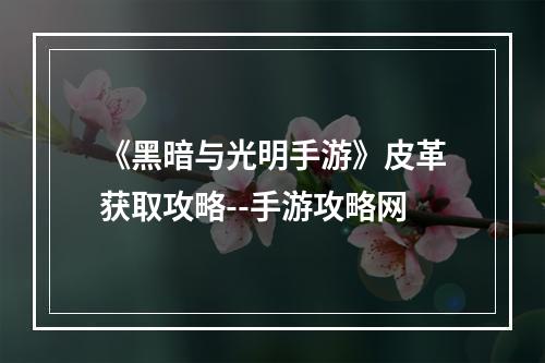 《黑暗与光明手游》皮革获取攻略--手游攻略网