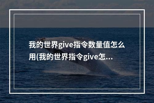 我的世界give指令数量值怎么用(我的世界指令give怎么输入数量手机版)