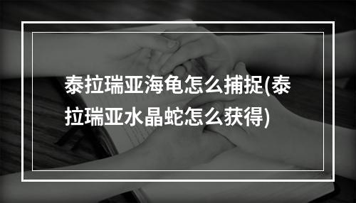 泰拉瑞亚海龟怎么捕捉(泰拉瑞亚水晶蛇怎么获得)