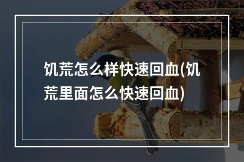 饥荒怎么样快速回血(饥荒里面怎么快速回血)