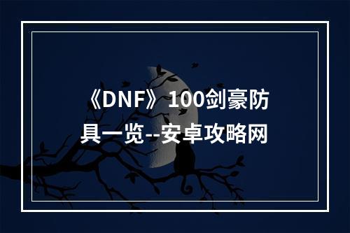 《DNF》100剑豪防具一览--安卓攻略网