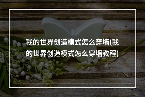 我的世界创造模式怎么穿墙(我的世界创造模式怎么穿墙教程)