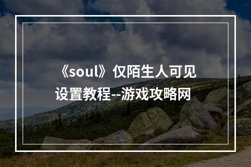 《soul》仅陌生人可见设置教程--游戏攻略网