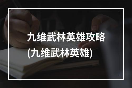 九维武林英雄攻略(九维武林英雄)