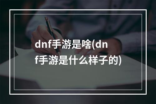 dnf手游是啥(dnf手游是什么样子的)