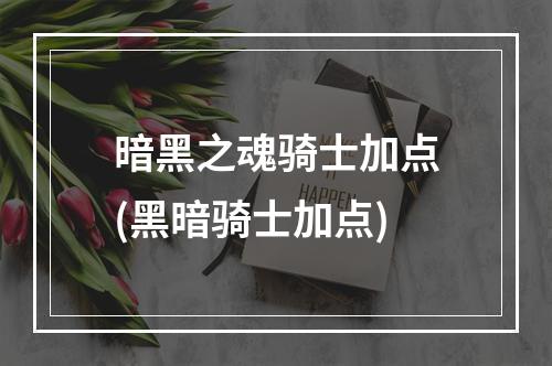 暗黑之魂骑士加点(黑暗骑士加点)