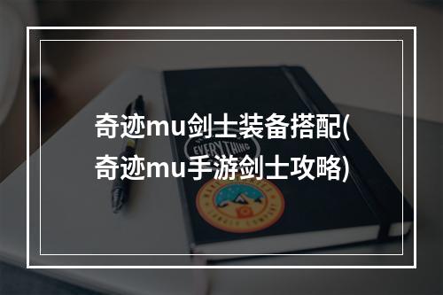 奇迹mu剑士装备搭配(奇迹mu手游剑士攻略)