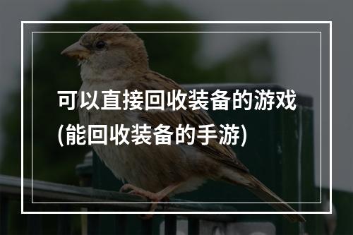 可以直接回收装备的游戏(能回收装备的手游)