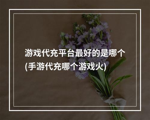 游戏代充平台最好的是哪个(手游代充哪个游戏火)