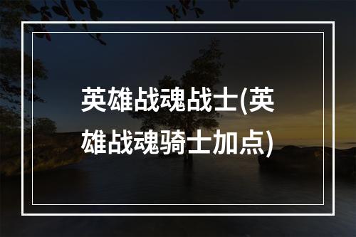 英雄战魂战士(英雄战魂骑士加点)