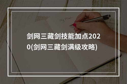 剑网三藏剑技能加点2020(剑网三藏剑满级攻略)