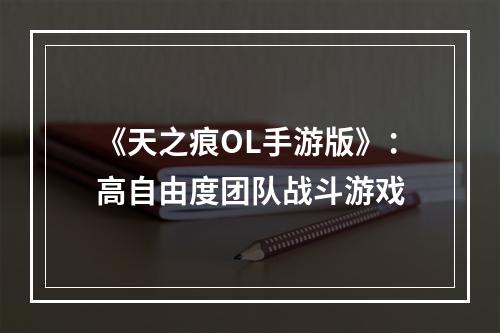 《天之痕OL手游版》：高自由度团队战斗游戏