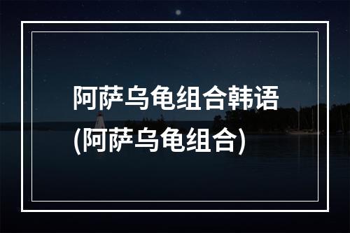 阿萨乌龟组合韩语(阿萨乌龟组合)