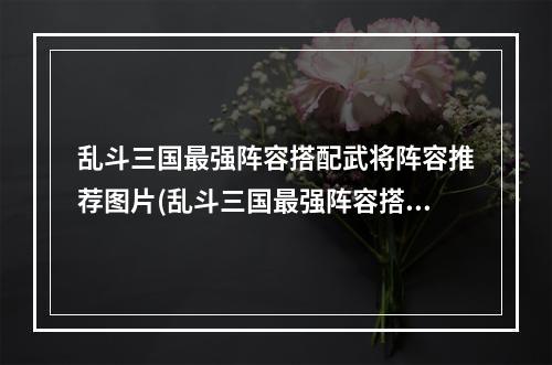 乱斗三国最强阵容搭配武将阵容推荐图片(乱斗三国最强阵容搭配武将阵容推荐)