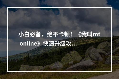 小白必备，绝不卡顿！《我叫mt online》快速升级攻略从入门到精通！（黑科技分享）