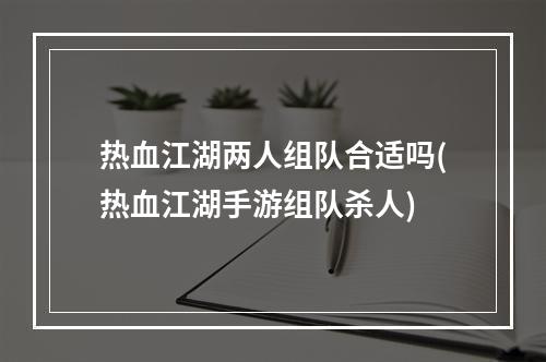 热血江湖两人组队合适吗(热血江湖手游组队杀人)