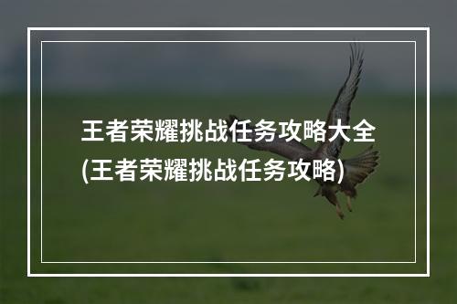 王者荣耀挑战任务攻略大全(王者荣耀挑战任务攻略)