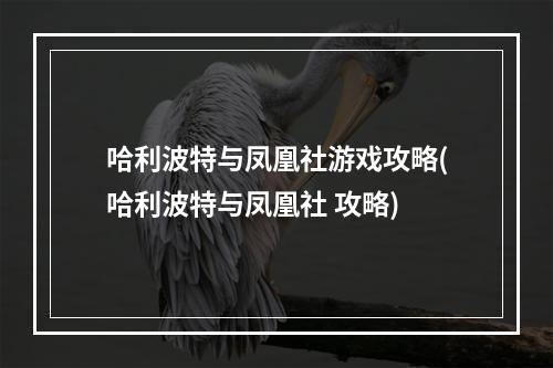 哈利波特与凤凰社游戏攻略(哈利波特与凤凰社 攻略)